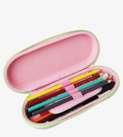 装着彩色笔的笔盒素材