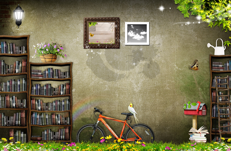 韩国儿童教育海报背景素材jpg设计背景_88icon https://88icon.com 小女孩 背景墙 自行车 书本 书柜 韩国儿童教育相关PSD分层模板 小鸟 相框家居书房图片素材 免