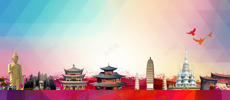 丽江古城印象旅游海报背景素材背景