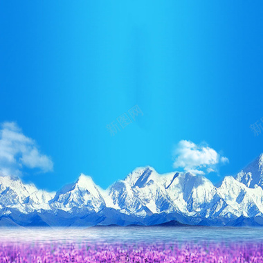 雪山紫色薰衣草背景背景