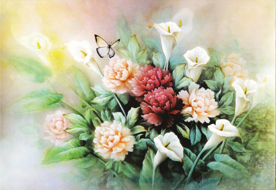 复古油画手绘花卉背景背景
