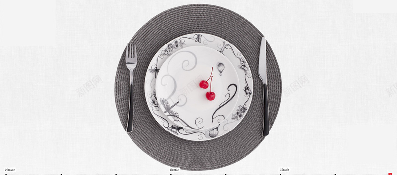 黑白花纹餐具背景