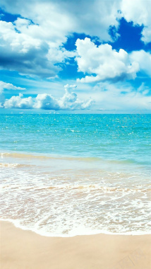大海沙滩蓝天白云H5背景背景