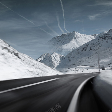 雪山马路主图背景素材背景