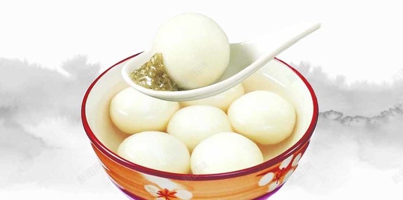 简约水墨风元宵节PSD分层H5背景素材jpg设计背景_88icon https://88icon.com 元宵背景 元宵节 水墨山 水墨风 汤圆 梅花