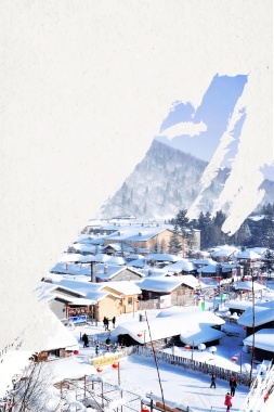 黑龙江雪乡冬景旅游背景素材背景