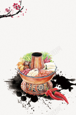 中国风传统饮食火锅海报背景背景