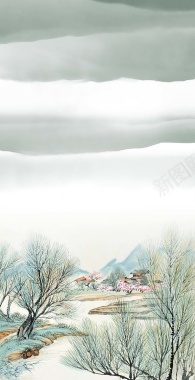 清明节中国风风景广告背景背景