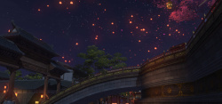 卡通石桥夜空背景高清图片