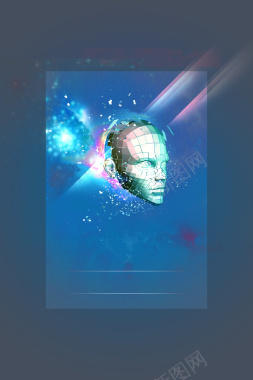 蓝色脑袋科技科幻海报背景