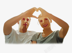 夫妻比心爱心素材