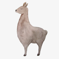 灰色羊羔手绘水彩小清新动物植物素材