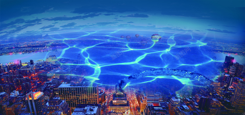 城市规划大气商务蓝色淘宝海报背景背景