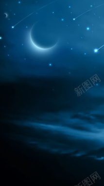 蓝色夜晚星球矢量图H5背景背景