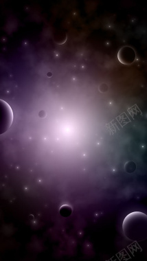 紫色星球科技矢量图H5背景背景