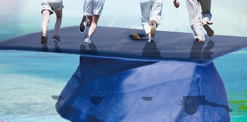 一起奔跑的人主题背景psd设计背景_88icon https://88icon.com 博士帽 奔跑 清新 白云 蓝天 简约 我们毕业了 毕业季