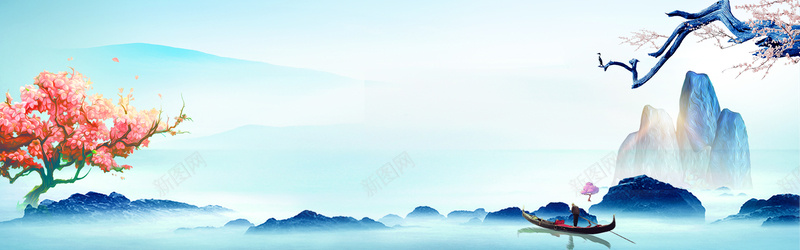 山水风景全屏海报banner背景