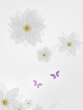 花朵蝴蝶灰色背景背景