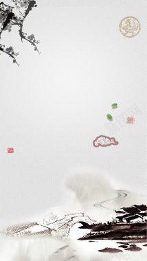 简约中国风园林风光H5背景素材背景