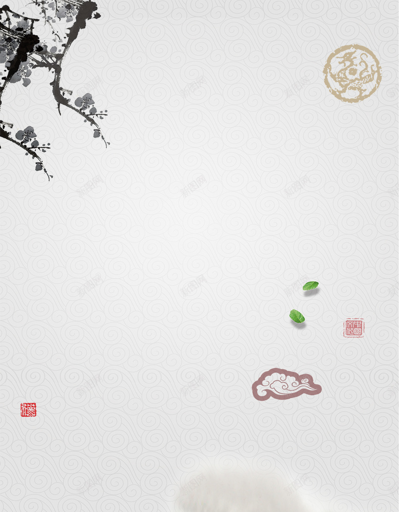 简约中国风园林风光H5背景素材psd设计背景_88icon https://88icon.com 树枝 桥 建筑 中国风 简约 园林风光