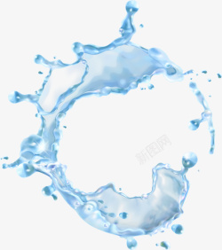 蓝色清新水流效果元素素材