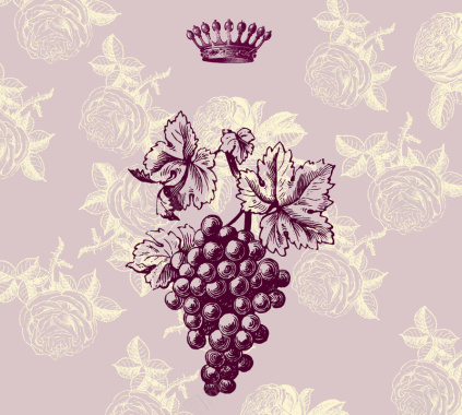 手绘复古葡萄背景素材背景