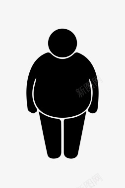 促销卡通剪影卡通人物图标肥胖减肥啤酒肚图标