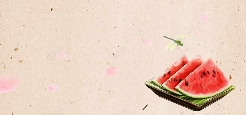 二十四节气小暑中式简约食品西瓜bannr背景