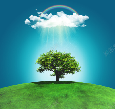 世界地球日绿色大树环保主题背景素材背景