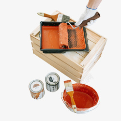 油漆桶和刷油漆工具素材