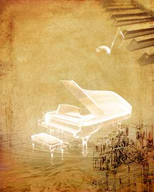 复古钢琴海报背景背景