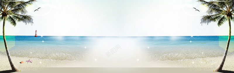 白云蓝天大海椰树海滩背景背景