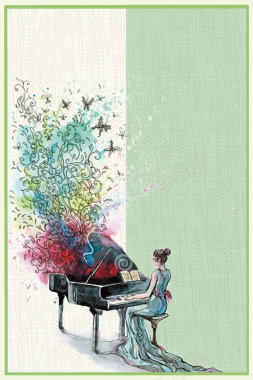 清新手绘钢琴培训海报背景psd背景