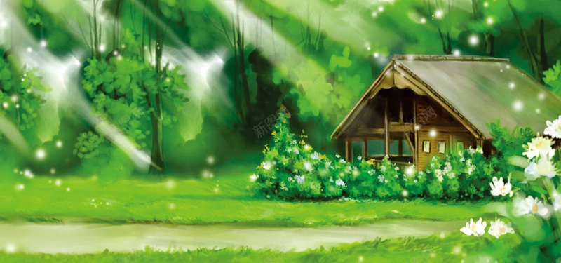 梦幻童话小屋背景背景