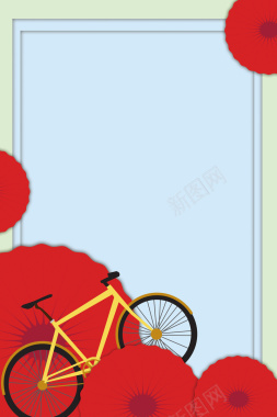 简约扁平单车骑行海报背景背景