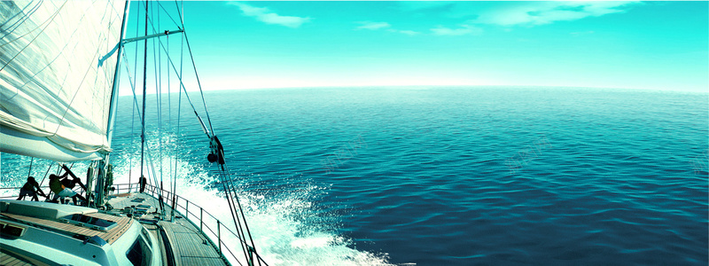 大气蓝色海水轮船背景背景