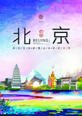 水墨风北京旅行海报背景素材背景