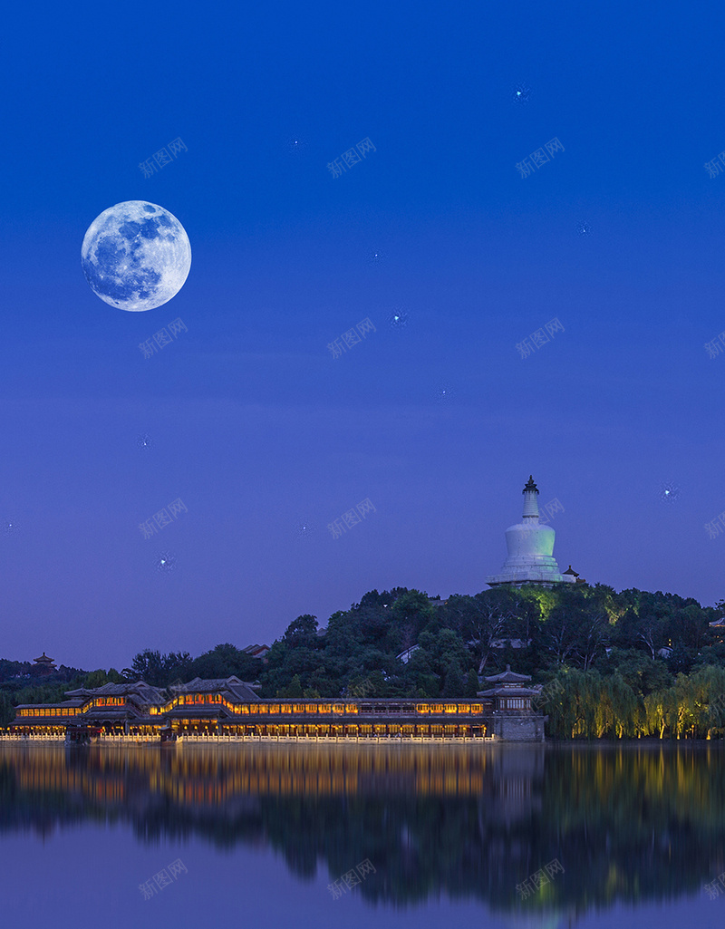 夜晚北京旅游H5背景jpg设计背景_88icon https://88icon.com 夜晚 北海 北京 旅游 大气 H5 古典 摄影 风景