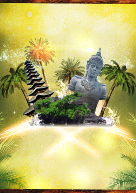 巴厘岛旅游景点宣传海报背景背景