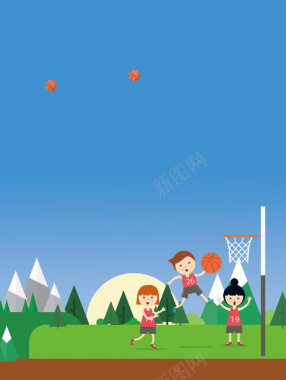 创意卡通篮球比赛海报背景背景