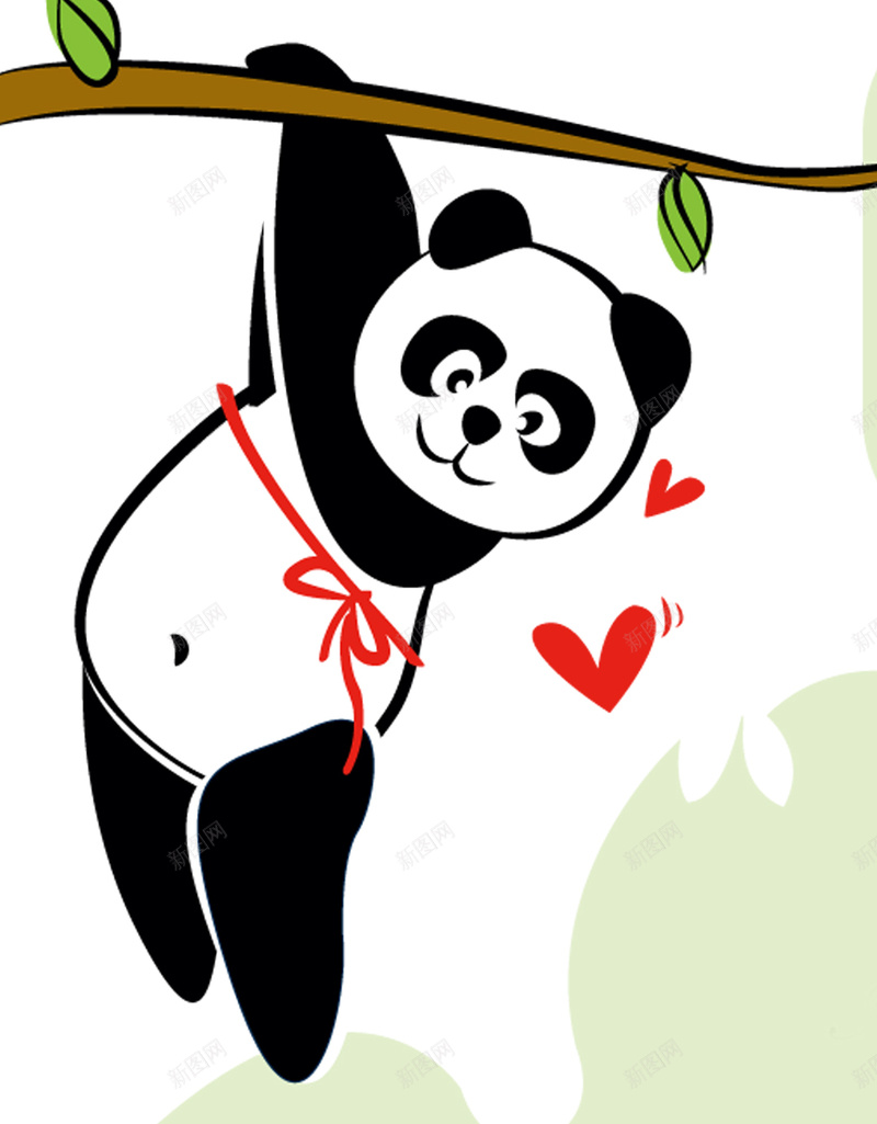 卡通熊猫h5背景jpg设计背景_88icon https://88icon.com h5背景 卡通 树枝 熊猫 童趣 手绘
