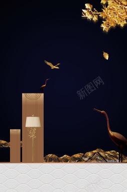 中国风新中式房产海报背景素材背景