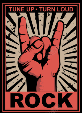 rock手指红色复古海报背景素材背景