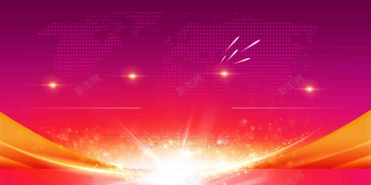 世界地图丝带星光公司活动庆典紫红海报背景