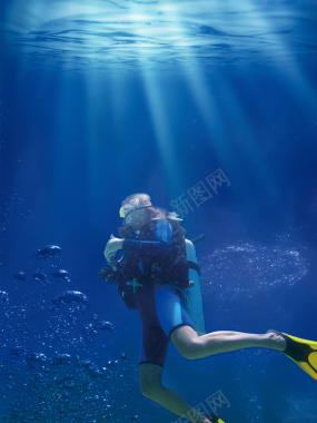 专业潜水游泳培训海报背景素材背景