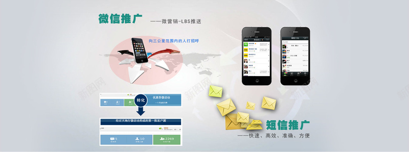 微信营销宣传图psd设计背景_88icon https://88icon.com 微信 营销 商务 灰色 手机 海报banner 科技 科幻