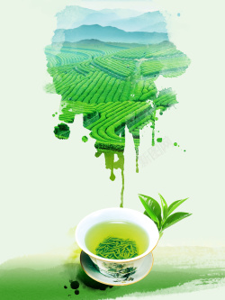 传统韵味绿色小清新茶园茶文化背景素材高清图片