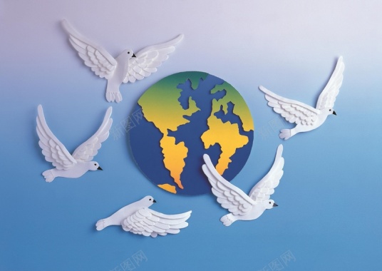地球和平鸽纸雕背景背景
