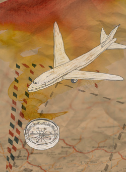 怀旧飞机复古旅游海报背景素材高清图片