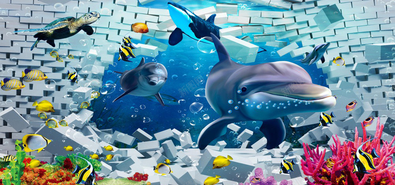 创意海底世界背景图jpg设计背景_88icon https://88icon.com 创意 海底世界 卡通 鲨鱼 鱼 乌龟 海洋生物 海水 海报banner 童趣 手绘
